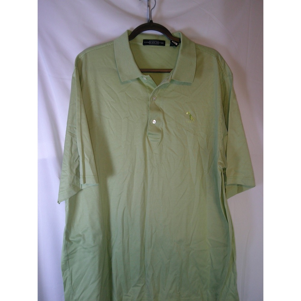 Carnoustie Mens XL Polo Shirt Green Micro Stripe Mercerized Cotton Cherokee CC
